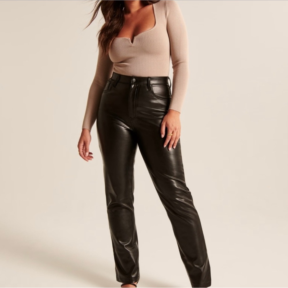 Vegan Leather Ankle Straight Pants Curvy Plus Size 18